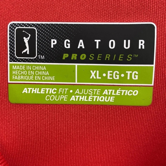 PGA Tour Men's Red Blue Preppy Pro Series Athletic Fit Golf Polo Shirt Size XL - Picture 6 of 7